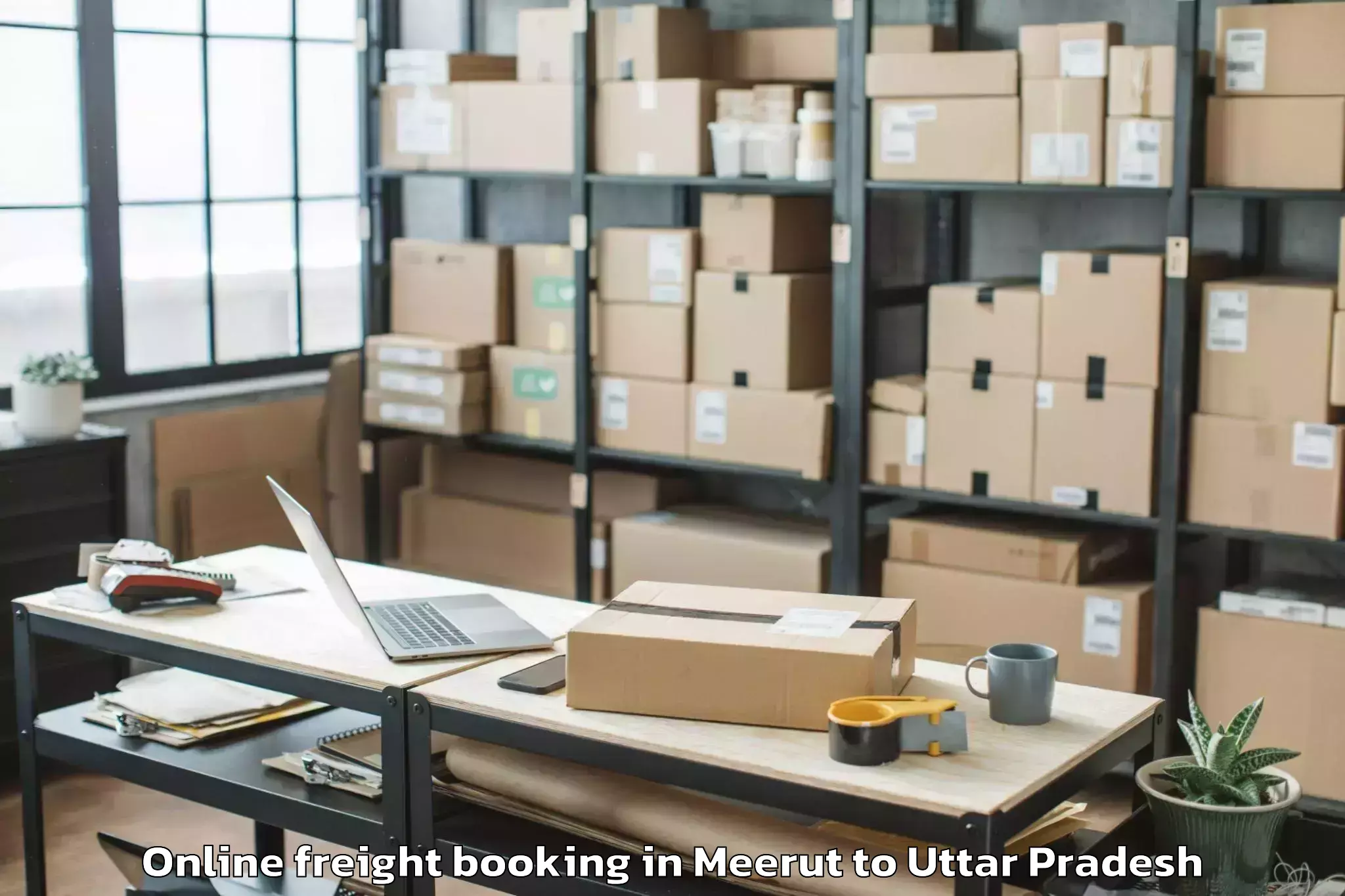 Book Meerut to Manjhanpur Online Freight Booking Online